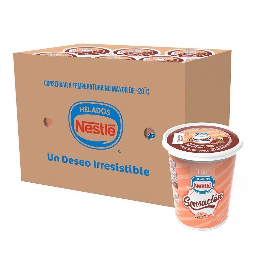 Pote de helado 450 ml, sabor chocolate almendrado